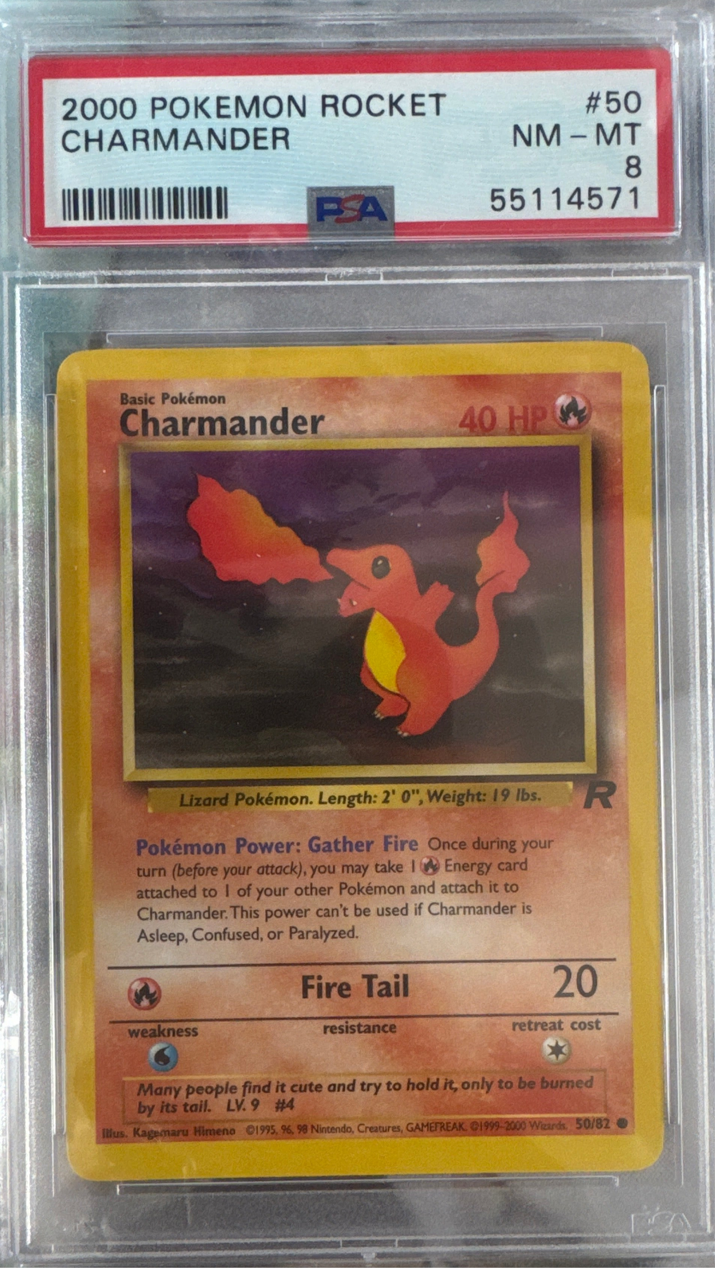 2000 POKEMON ROCKET #50 CHARMANDER PSA 8