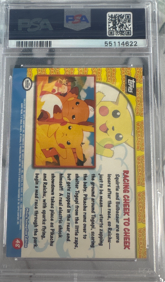1999 TOPPS POKEMON THE MOVIE EDT #48 MOVIE EDITION RACING CHEEK TO CHEEK PSA 10