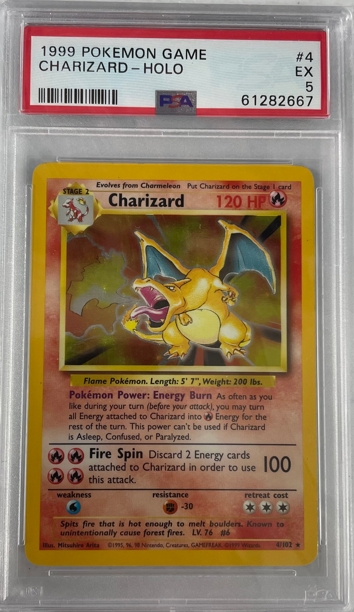 1999 POKEMON GAME CHARIZARD - HOLO #4 PSA 5