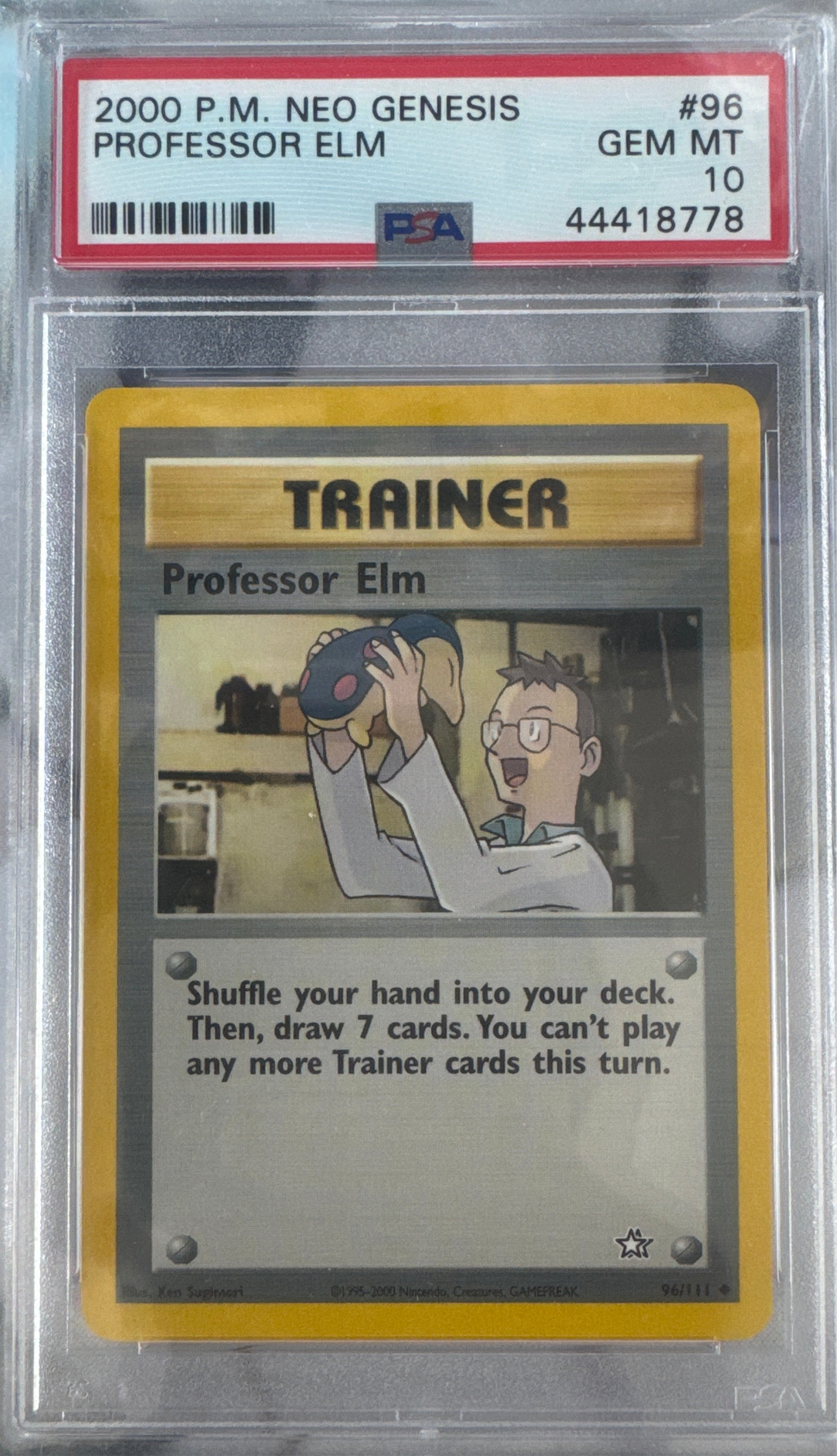 2000 POKEMON NEO GENESIS #96 PROFESSOR ELM PSA 10