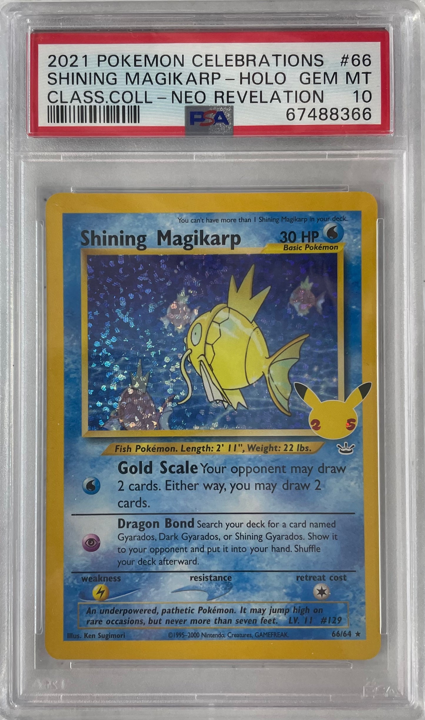 2021 POKEMON CELEBRATIONS NEO REVELATION SHINING MAGIKARP - HOLO