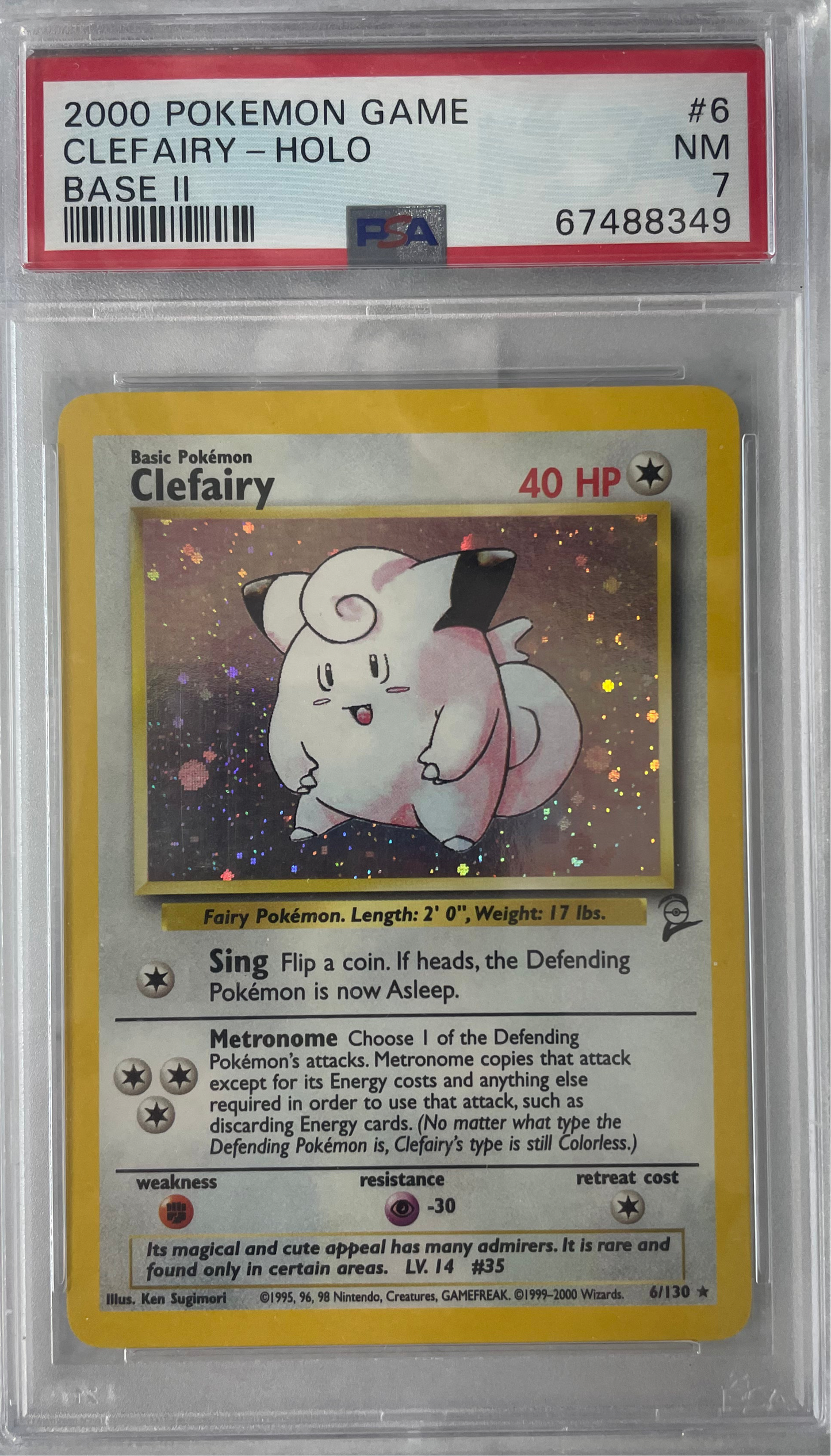2000 POKEMON GAME BASE 2 CLEFAIRY - HOLO #6 PSA 7