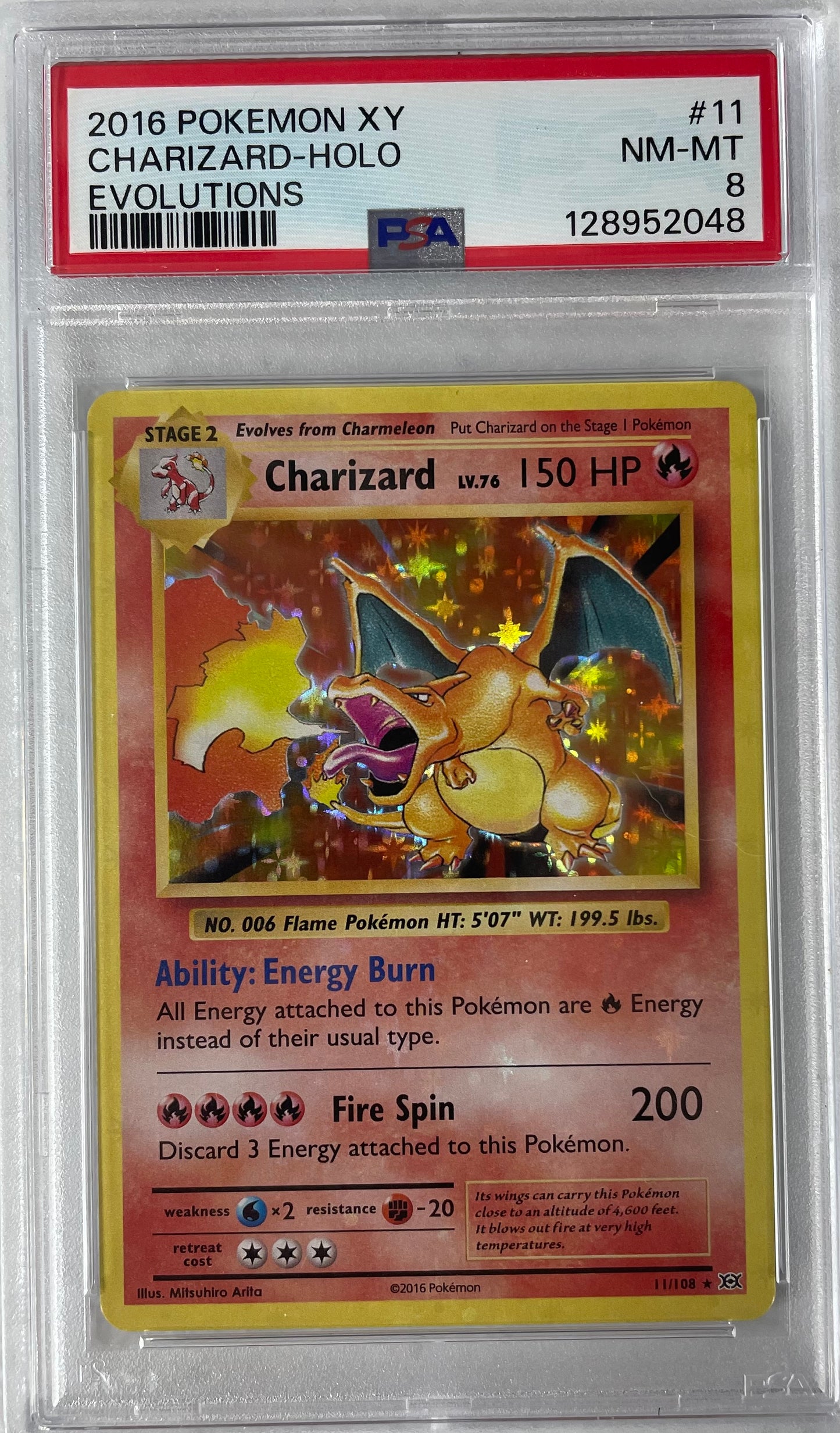 2016 POKEMON XY EVOLUTIONS CHARIZARD - HOLO PSA 8