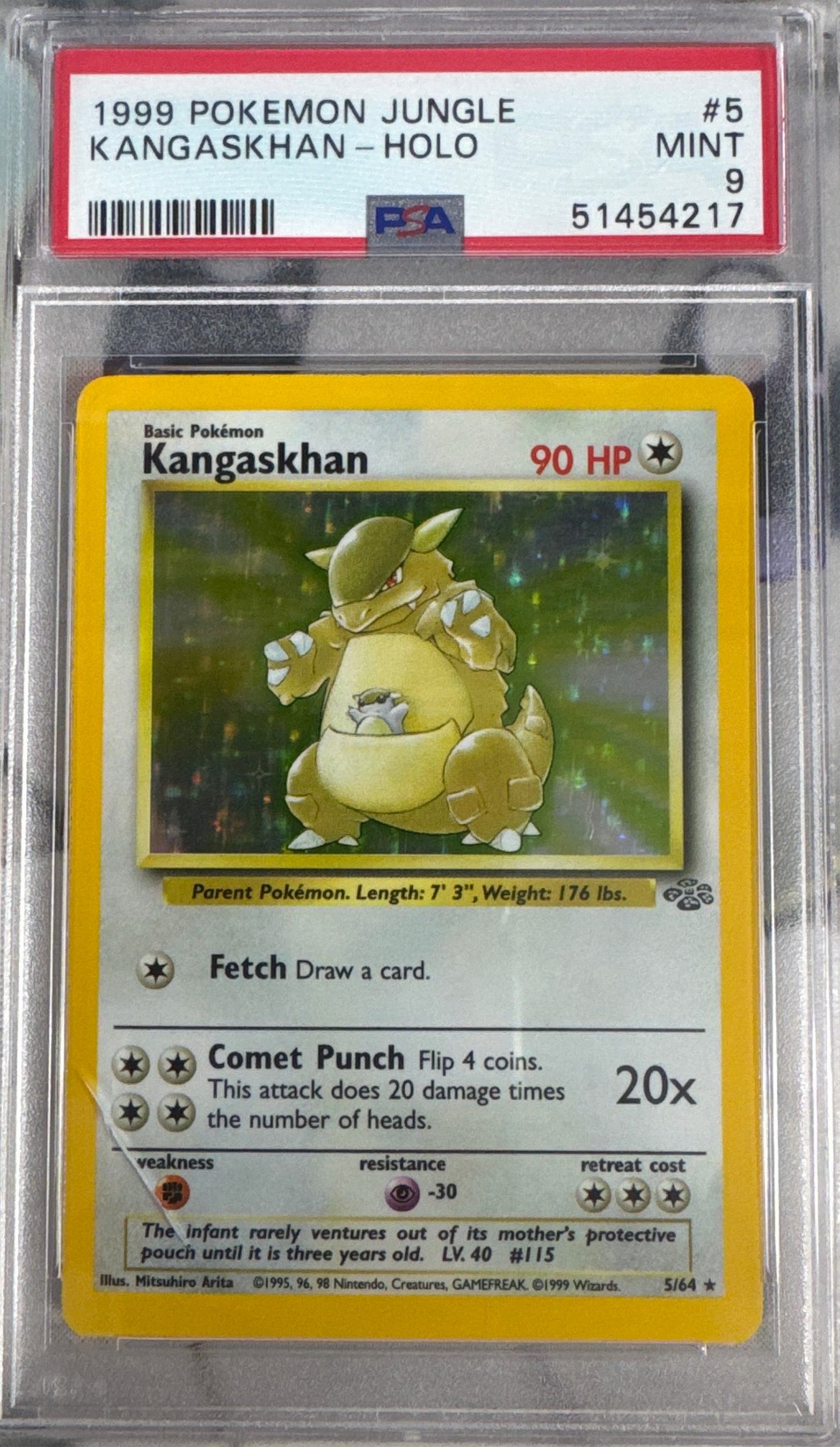 1999 POKEMON JUNGLE #5 KANGASKHAN HOLO PSA 9