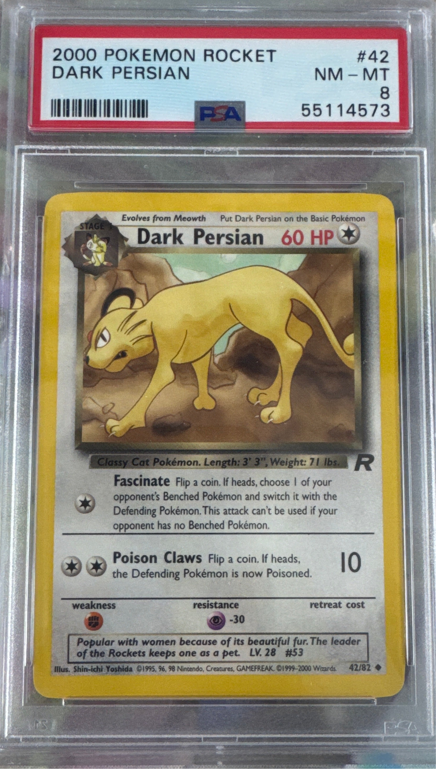 2000 POKEMON ROCKET #42 DARK PERSIAN PSA 8