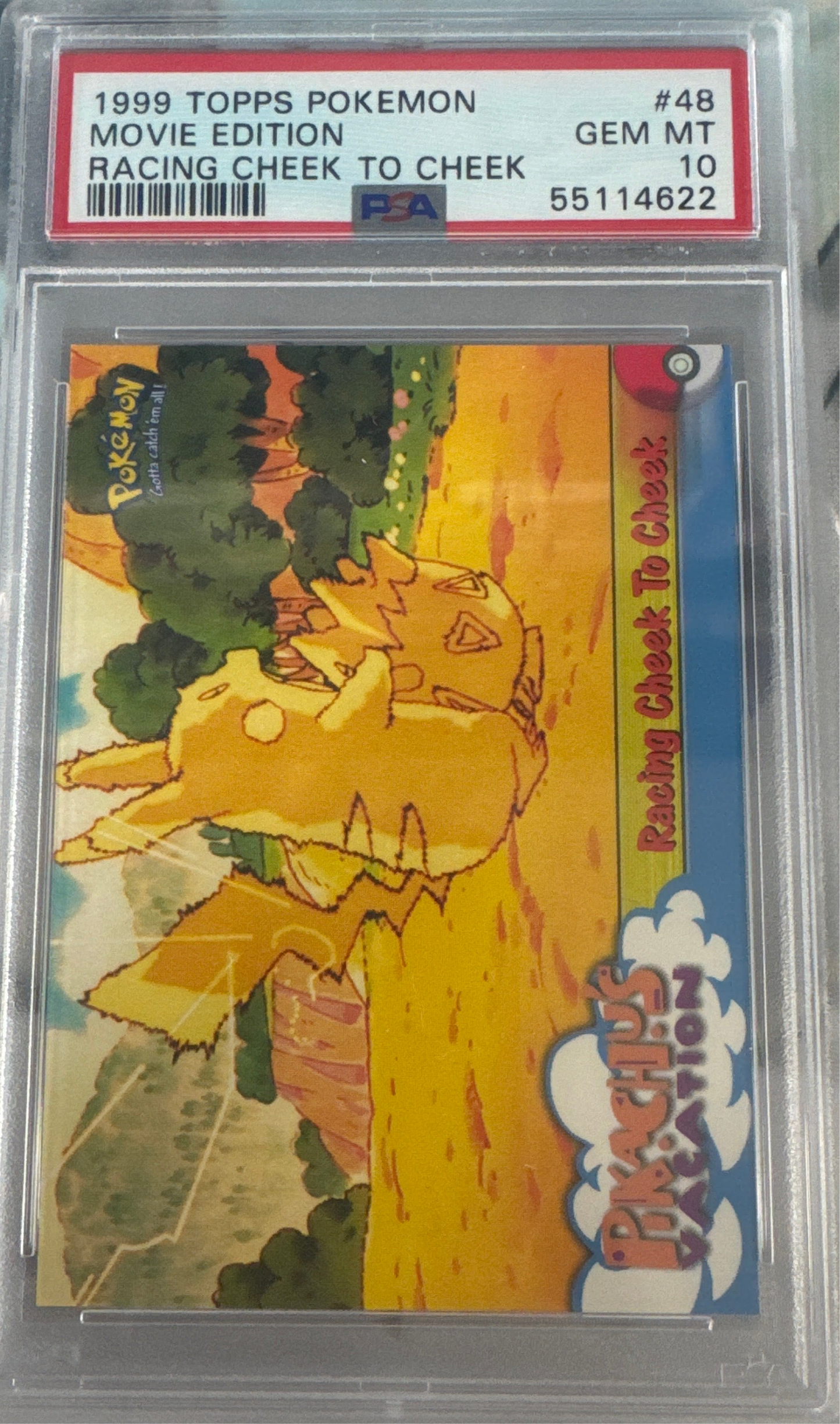 1999 TOPPS POKEMON THE MOVIE EDT #48 MOVIE EDITION RACING CHEEK TO CHEEK PSA 10