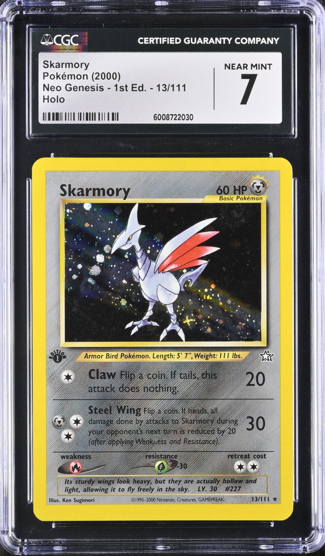2000 POKEMON SKARMORY NEO GENESIS 1ST ED. #13/111 HOLO CGC 7