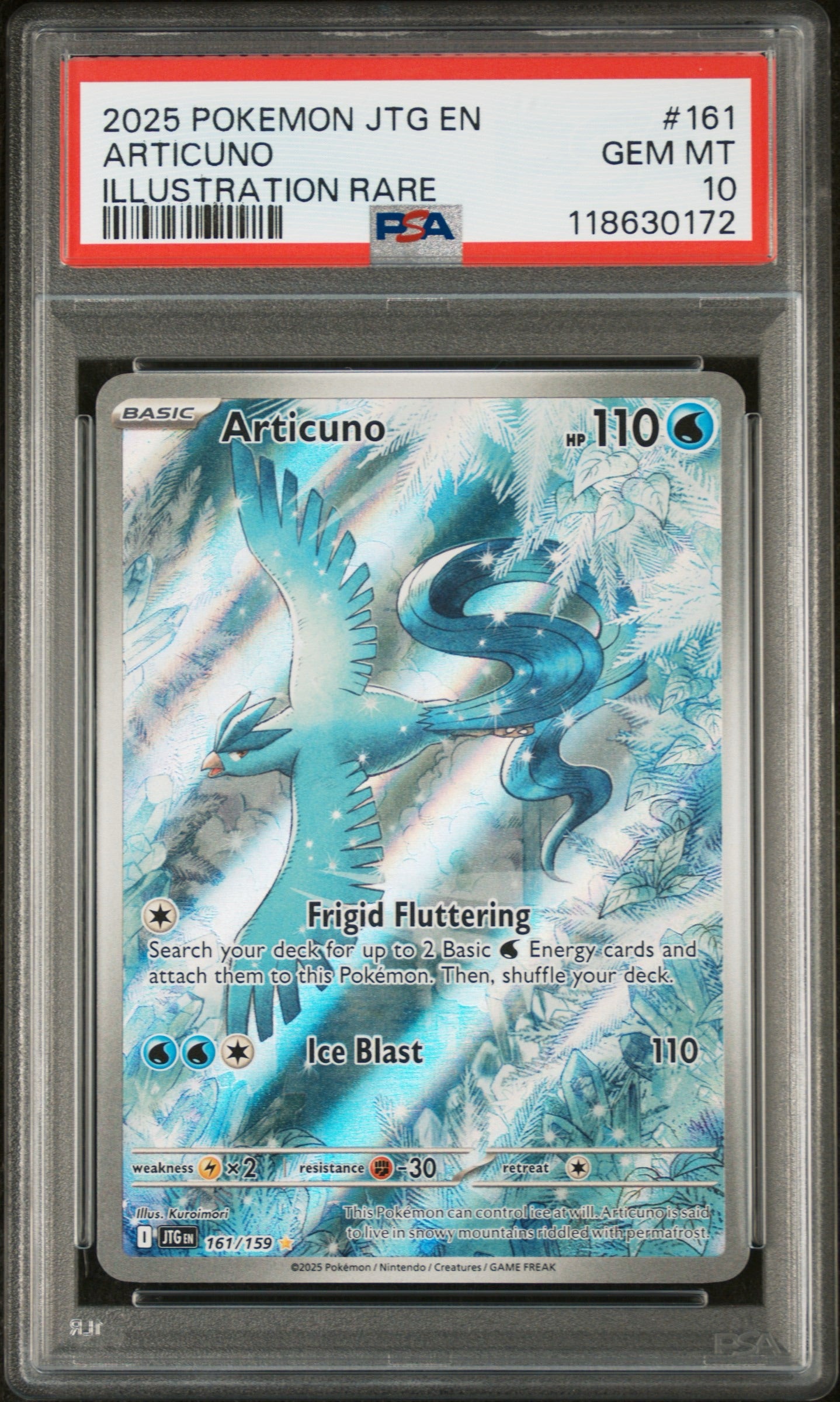 2025 POKEMON JTG EN-JOURNEY TOGETHER ARTICUNO ILLUSTRATION RARE #161 PSA 10