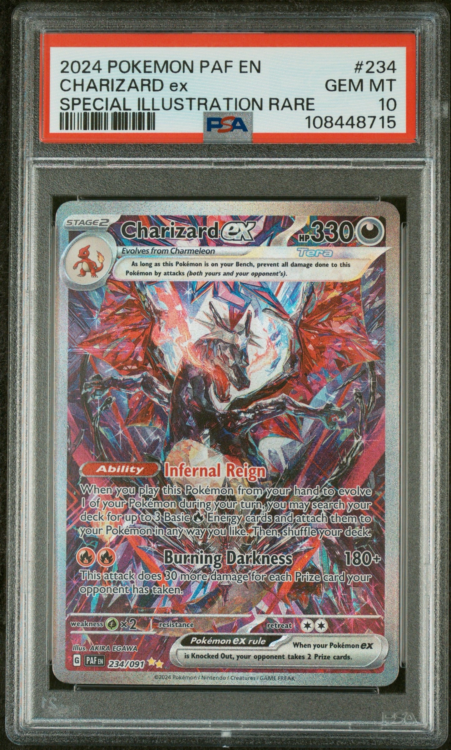 2024 POKEMON PAF EN-PALDEAN FATES #234 CHARIZARD EX SPECIAL ILLUSTRATION RARE PSA 10