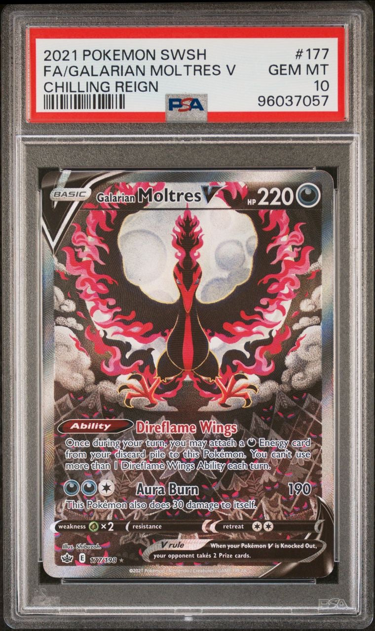 2021 Pokemon Galarian Moltres V #177 PSA 10