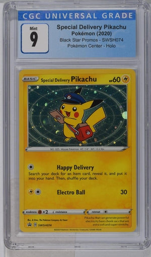 2020 POKEMON BLACK STAR PROMOS SPECIAL DELIVERY PIKACHU - HOLO SWSH074 CGC 9
