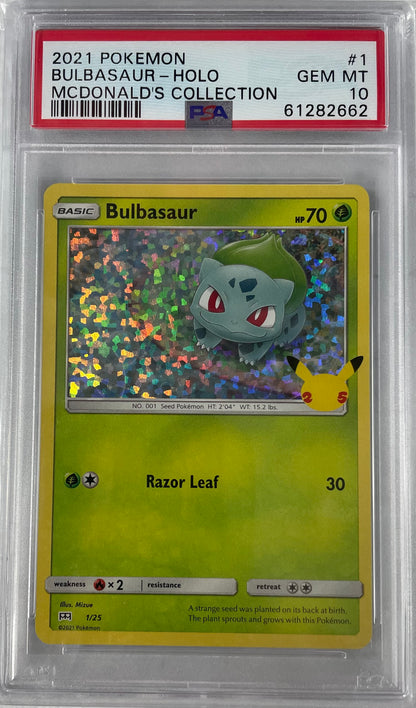 2021 POKEMON CELEBRATION MCDONALDS'S COLLECTION BULBASAUR - HOLO #1 PSA 10