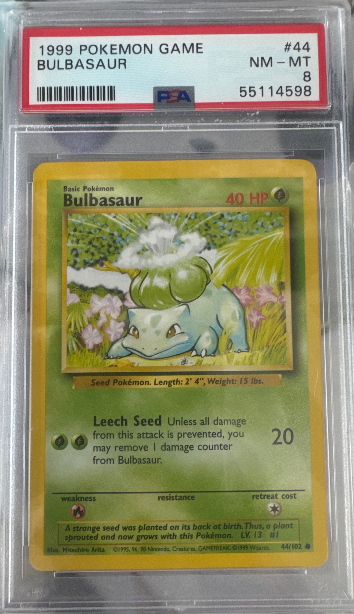 1999 POKEMON GAME #44 BULBASAUR PSA 8