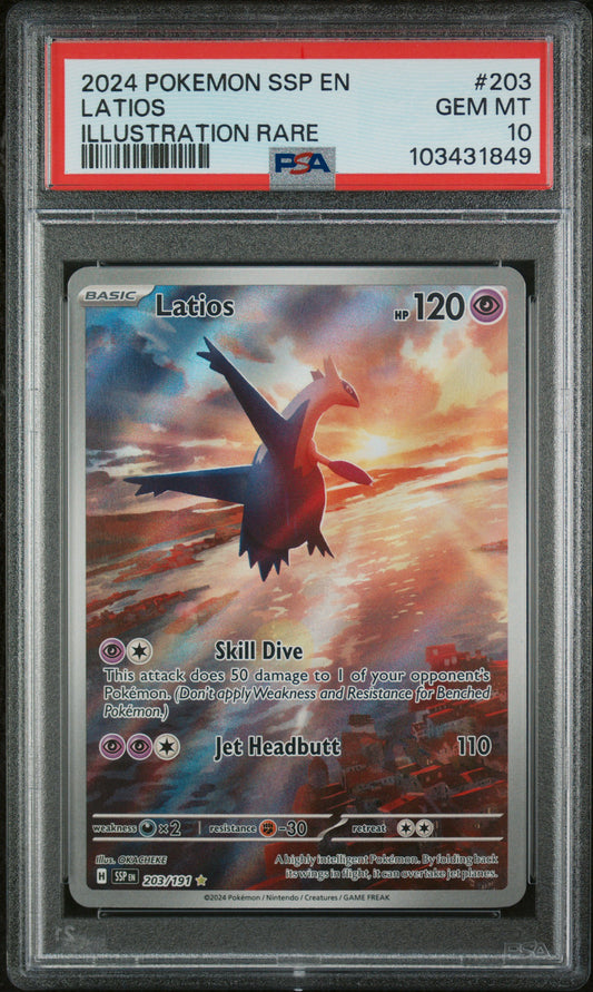 2024 POKEMON SURGING SPARKS LATIOS ILLUSTRATION RARE #203 PSA 10