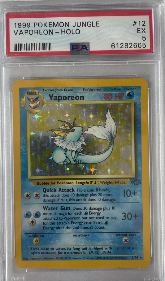 1999 POKEMON JUNGLE VAPOREON - HOLO #12 PSA 5
