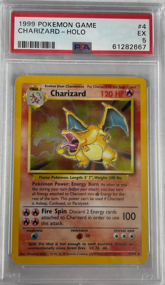1999 POKEMON GAME CHARIZARD - HOLO #4 PSA 5