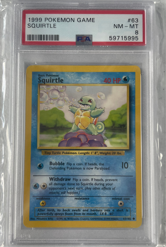 1999 POKEMON GAME SQUIRTLE #63 PSA 8
