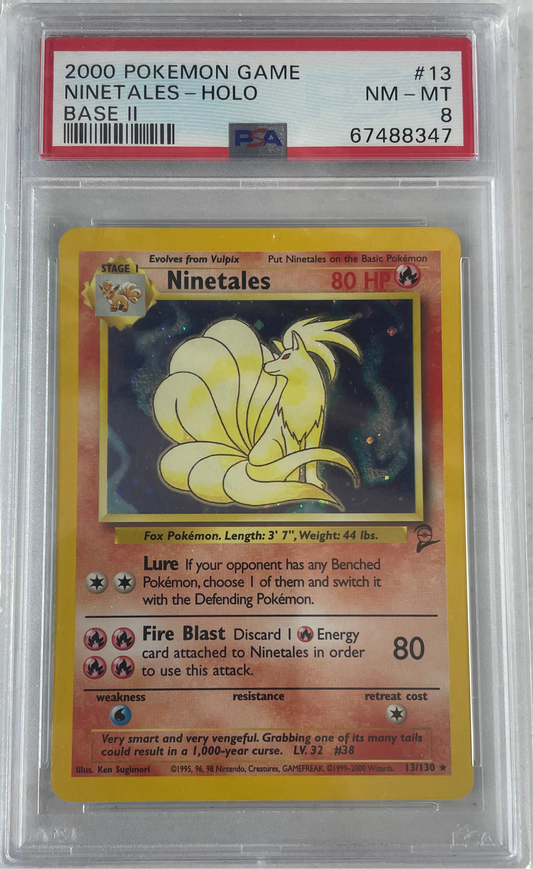 2000 POKEMON GAME BASE 2 NINETAILS - HOLO #13 PSA 8