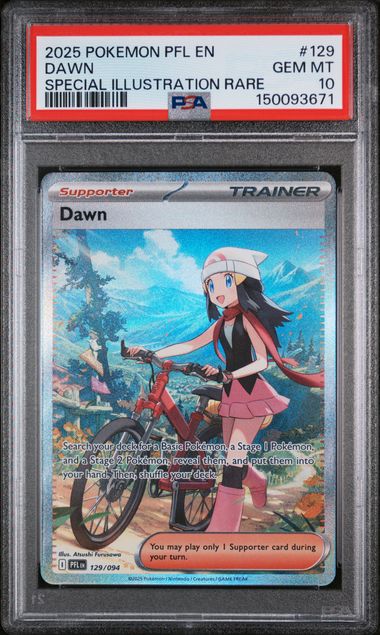 2025 POKEMON PFL EN-PHANTASMAL FLAMES #129 DAWN SPECIAL ILLUSTRATION RARE PSA 10