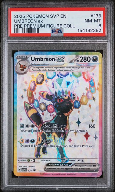 2025 POKEMON SVP EN-SV BLACK STAR PROMO #176 UMBREON ex PRE PREMIUM FIGURE COLL PSA 8