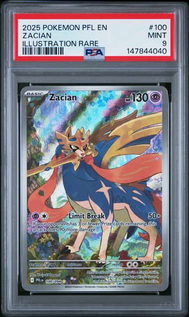 2025 POKEMON PFL EN-PHANTASMAL FLAMES #100 ZACIAN ILLUSTRATION RARE PSA 9