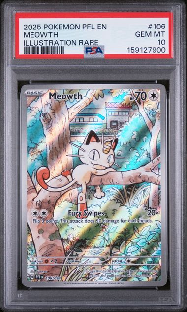 2025 POKEMON PFL EN-PHANTASMAL FLAMES #106 MEOWTH ILLUSTRATION RARE PSA 10