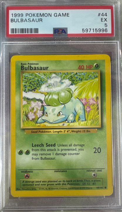 1999 POKEMON GAME #44 BULBASAUR PSA 5