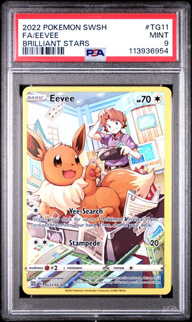 2022 POKEMON SWORD & SHIELD BRILLIANT STARS #TG11 FA/EEVEE BRILLIANT STARS PSA 9