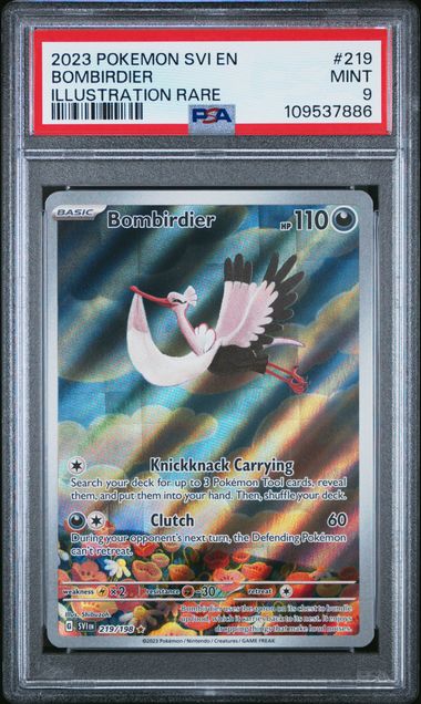 2023 POKEMON SVI EN-SCARLET & VIOLET #219 BOMBIRDIER ILLUSTRATION RARE PSA 9