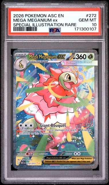2026 POKEMON ASC EN-ASCENDED HEROES #272 MEGA MEGANIUM ex SPECIAL ILLUSTRATION RARE PSA 10