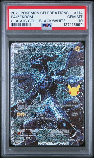 2021 POKEMON CELEBRATIONS CLASSIC COLLECTION #114 FA/ZEKROM CLASSIC COLL-BLACK/WHITE PSA 10