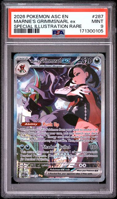 2026 POKEMON ASC EN-ASCENDED HEROES #287 MARNIE'S GRIMMSNARL ex SPECIAL ILLUSTRATION RARE PSA 9