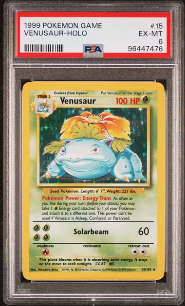 1999 POKEMON GAME #15 VENUSAUR-HOLO PSA 6