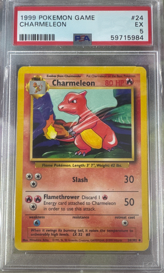 1999 POKEMON GAME #24 CHARMELEON PSA 5