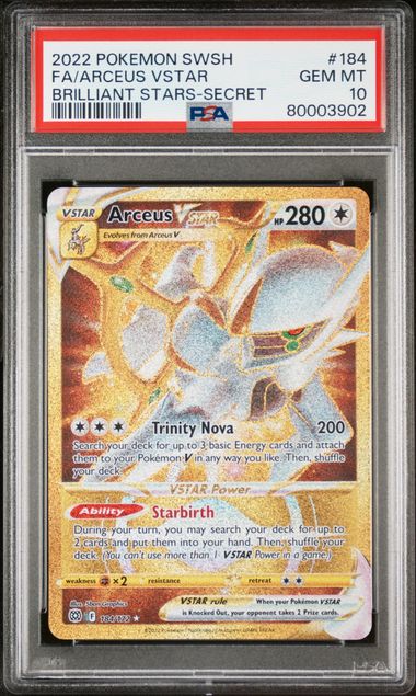2022 POKEMON SWORD & SHIELD BRILLIANT STARS #184 FA/ARCEUS VSTAR BRILLIANT STARS-SECRET PSA 10