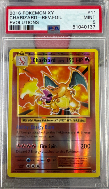 2016 Pokemon XY Charizard Rev. Foil #11 PSA 9