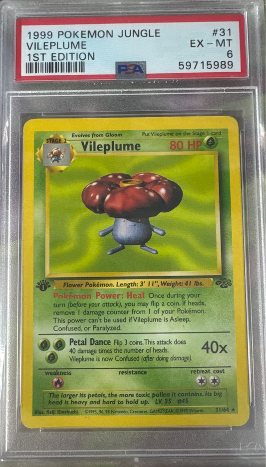 1999 POKEMON JUNGLE #31 VILEPLUME 1ST EDITION PSA 6