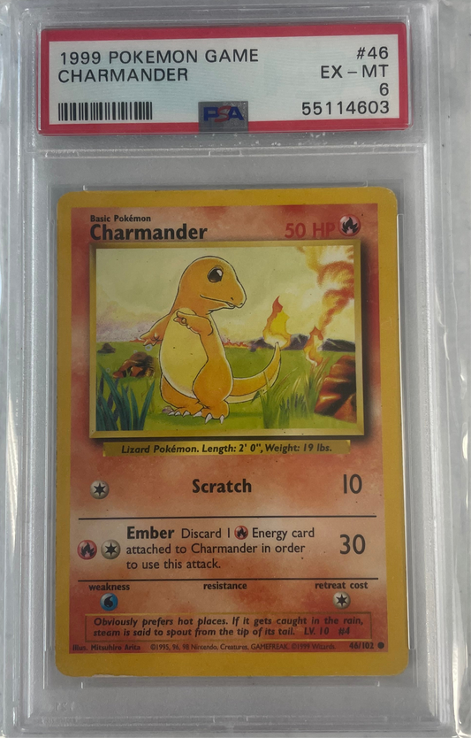 1999 POKEMON GAME CHARMANDER #46 PSA 6