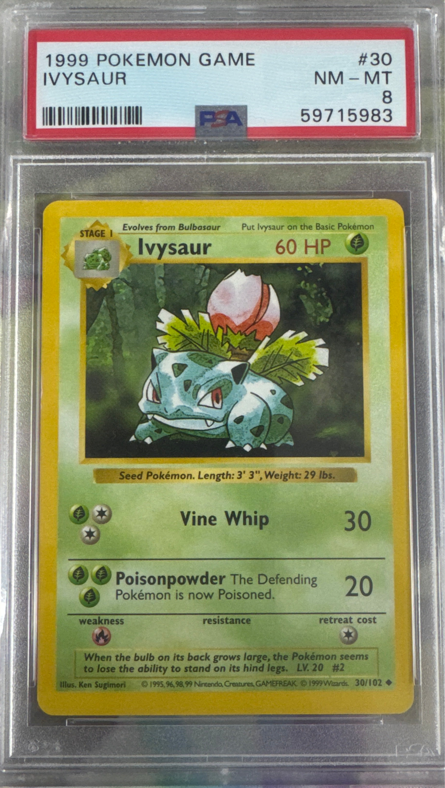 1999 POKEMON GAME #30 IVYSAUR PSA 8