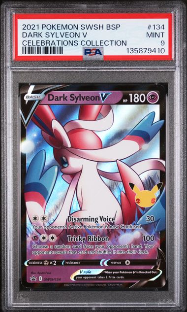 2021 POKEMON SWSH BLACK STAR PROMO #134 DARK SYLVEON V CELEBRATIONS COLLECTION PSA 9