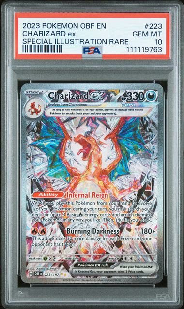 2023 POKEMON OBF EN-OBSIDIAN FLAMES #223 CHARIZARD ex SPECIAL ILLUSTRATION RARE PSA 10