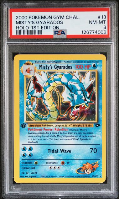 2000 POKEMON GYM CHALLENGE #13 MISTY'S GYARADOS HOLO-1ST EDITION PSA 8