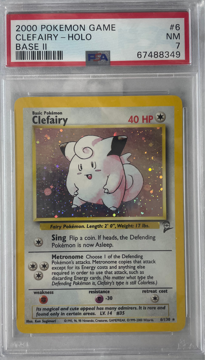 2000 POKEMON GAME BASE 2 CLEFAIRY - HOLO #6 PSA 7