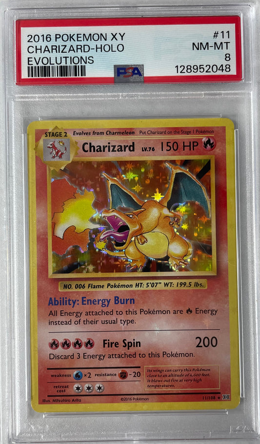 2016 POKEMON XY EVOLUTIONS CHARIZARD - HOLO PSA 8