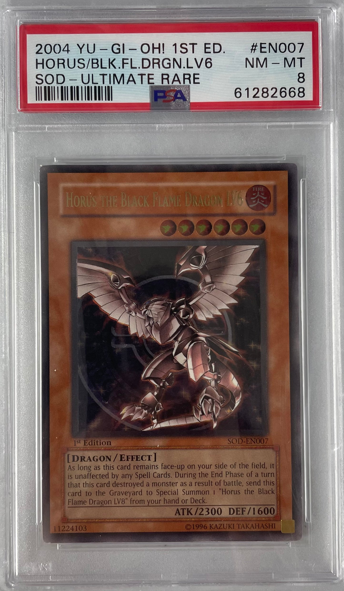 2004 YU-GI-OH! SOD HORUS THE BLACK FLAME DRAGON LV6 #007 PSA 8