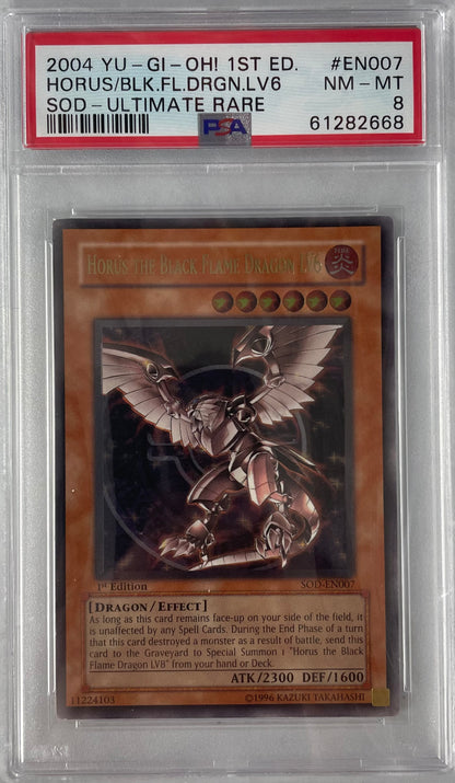 2004 YU-GI-OH! SOD HORUS THE BLACK FLAME DRAGON LV6 #007 PSA 8