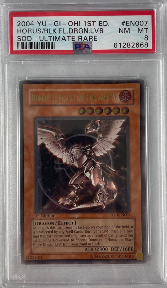 2004 YU-GI-OH! SOD HORUS THE BLACK FLAME DRAGON LV6 #007 PSA 8