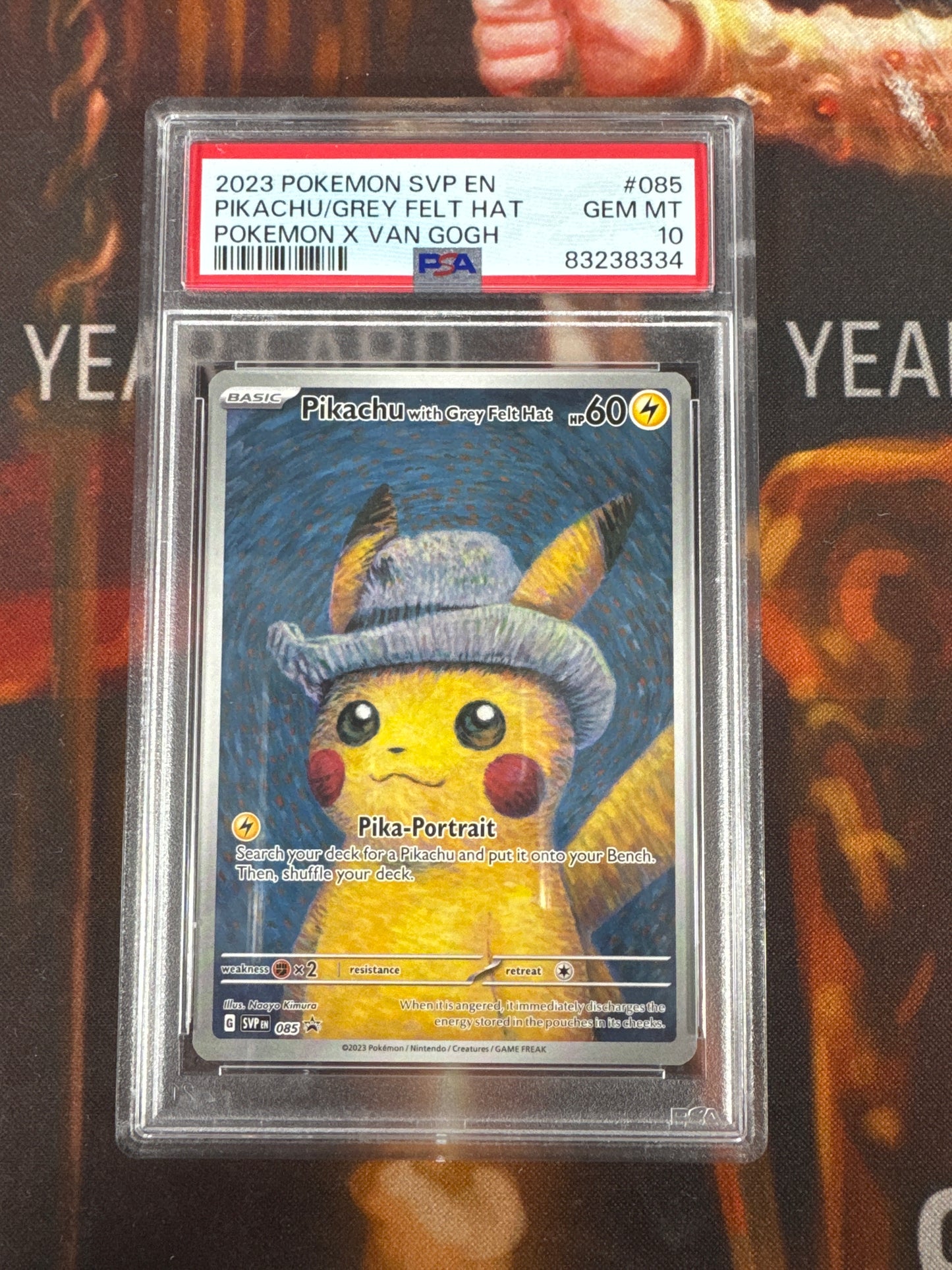 PokéMon TCG Grey Felt Hat Pikachu #085 Pokemon X Van Gogh PSA 10