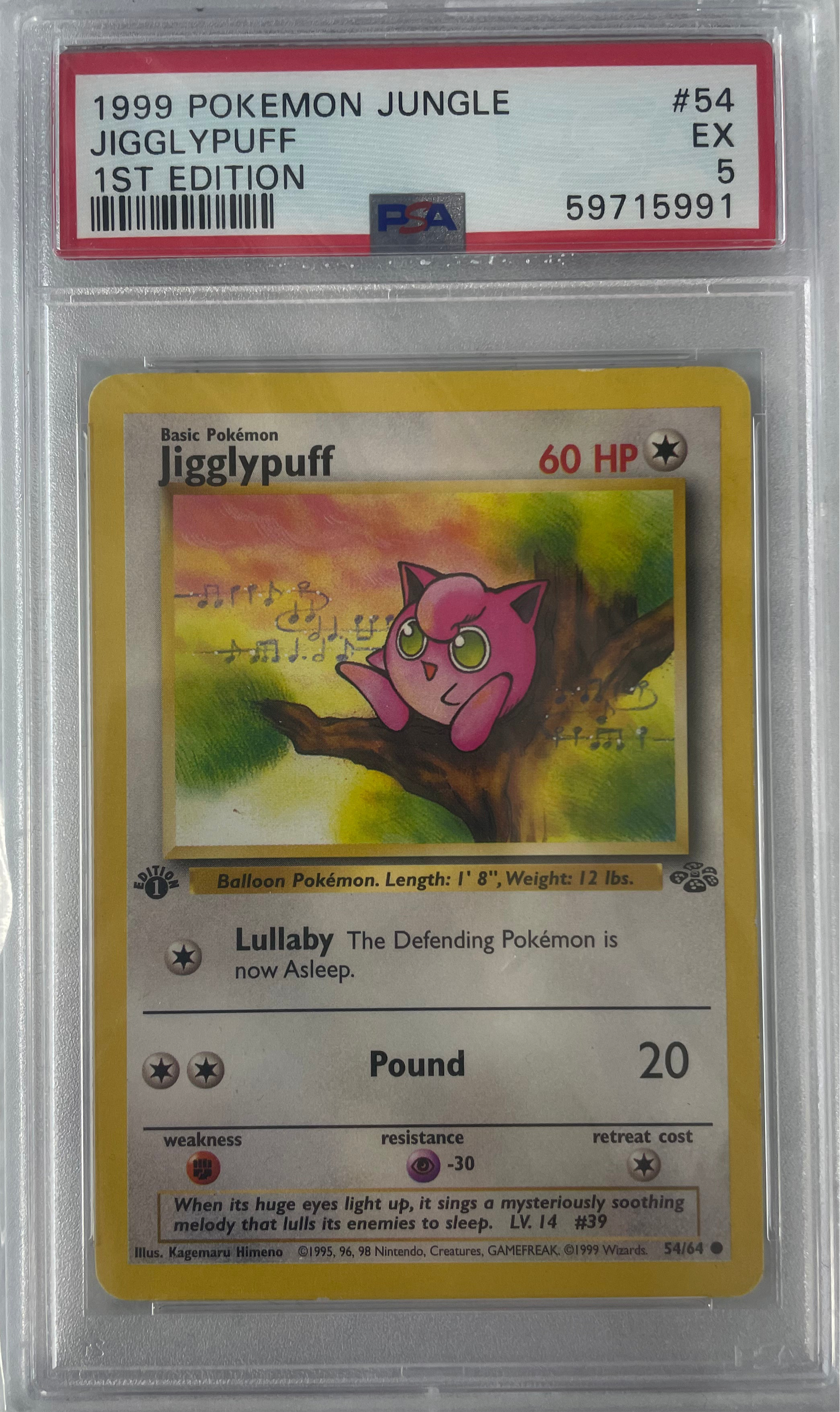 1999 POKEMON JUNGLE JIGGLYPUFF 1ST EDITION #54 PSA 5