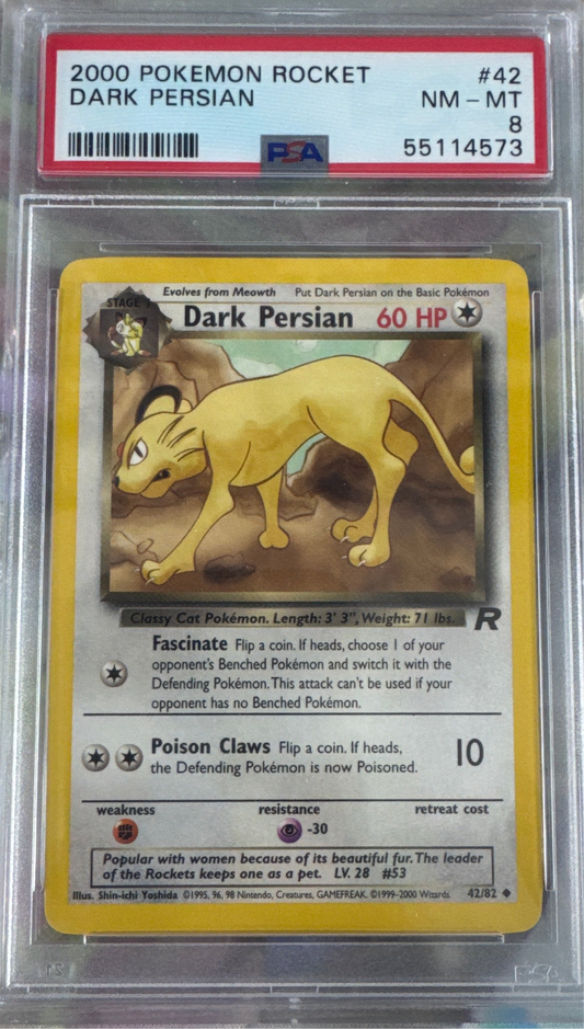 2000 POKEMON ROCKET #42 DARK PERSIAN PSA 8